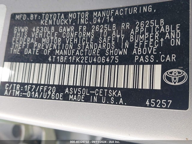 Toyota CAMRY SE 2014 4T1BF1FK2EU406475 Image 9