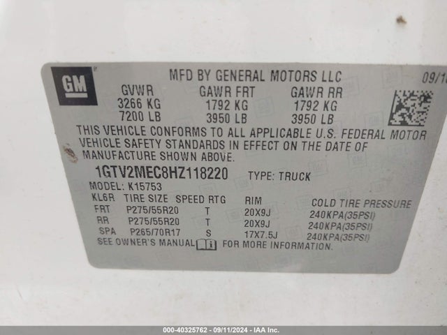 GMC Sierra 1500 Sle 2017 1GTV2MEC8HZ118220 Image 9