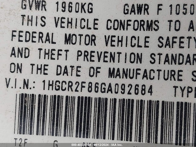 Honda Accord Ex-l 2016 1HGCR2F86GA092684 Image 9