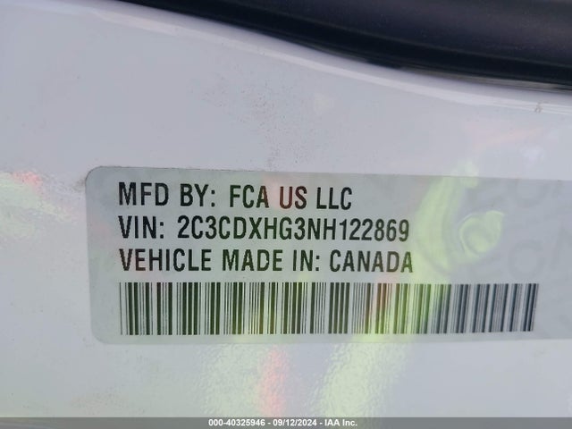 2C3CDXHG3NH122869 Dodge Charger Gt Rwd