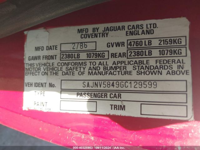 1986 JAGUAR XJS SAJNV5849GC129599 Photo 8