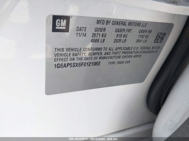 1G6AP5SX6F0121960 Cadillac Cts Standard