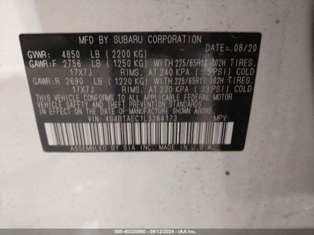 4S4BTAEC1L3264173 Subaru Outback Premium