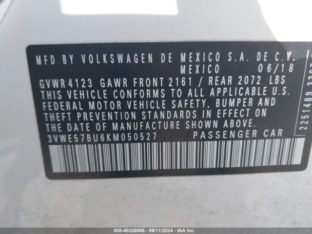 3VWE57BU6KM050527 Volkswagen Jetta 1.4t Sel