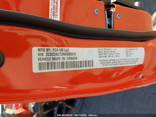 2C3CDXCT2NH205018 Dodge CHARGER R/T