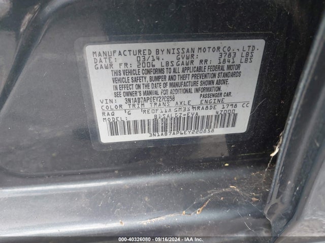 Nissan SENTRA SV 2014 3N1AB7AP6EY220858 Image 9