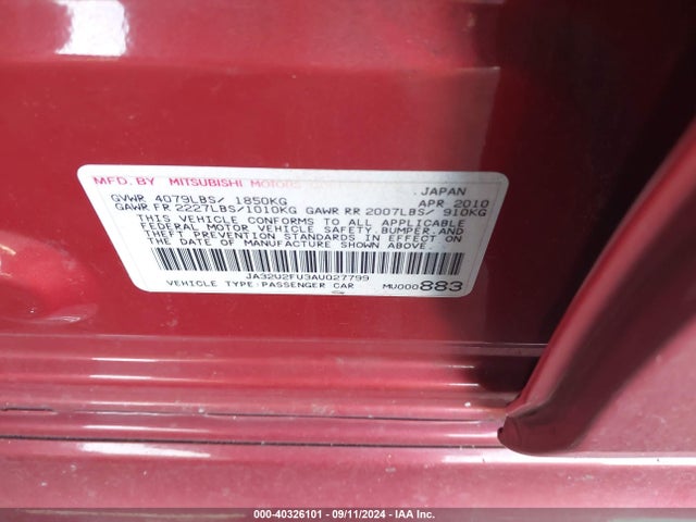 2010 MITSUBISHI LANCER JA32U2FU3AU027799 Photo 8