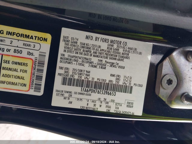 Ford FUSION SE 2014 1FA6P0H76E5396653 Image 9