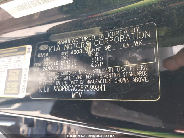 KIA Sportage Lx 2014 KNDPBCAC0E7599841 Image 9
