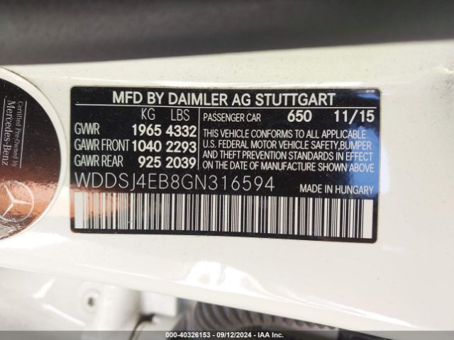 WDDSJ4EB8GN316594 Mercedes-Benz CLA 250