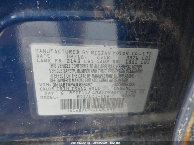 Nissan SENTRA SV 2018 3N1AB7AP4JL626497 Image 9