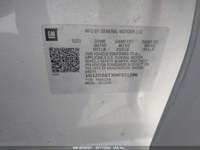 2021 CHEVROLET MALIBU 1G1ZD5STXMF071296 Photo 8