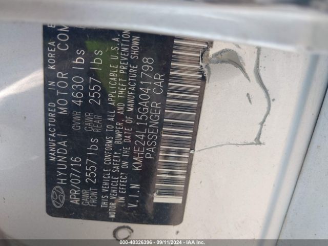 KMHE24L15GA041798 Hyundai Sonata Hybrid Se