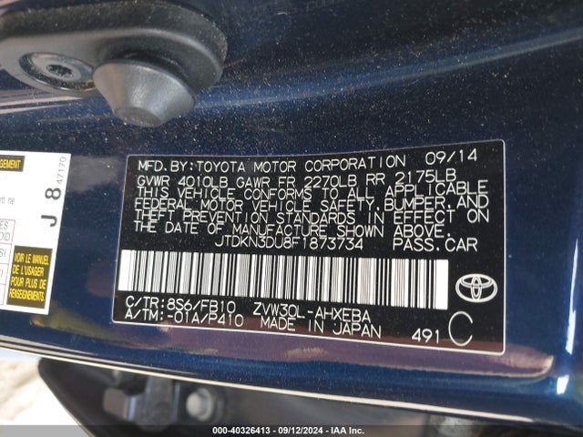 Toyota Prius Three 2015 JTDKN3DU8F1873734 Image 9