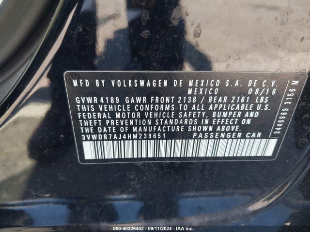Volkswagen Jetta 1.4t Se 2017 3VWDB7AJ4HM239651 Image 9