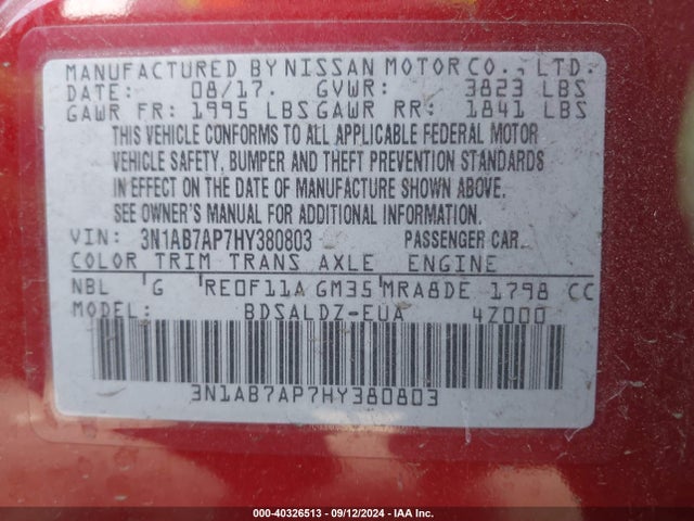 Nissan Sentra 2017 3N1AB7AP7HY380803 Image 21
