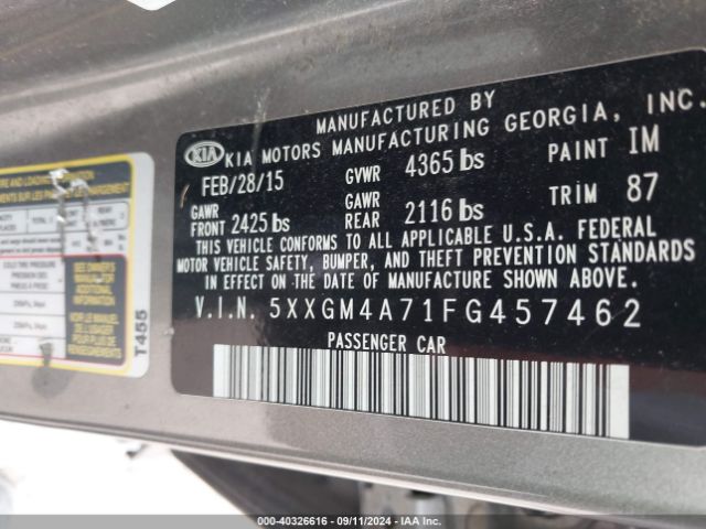 5XXGM4A71FG457462 KIA Optima Lx