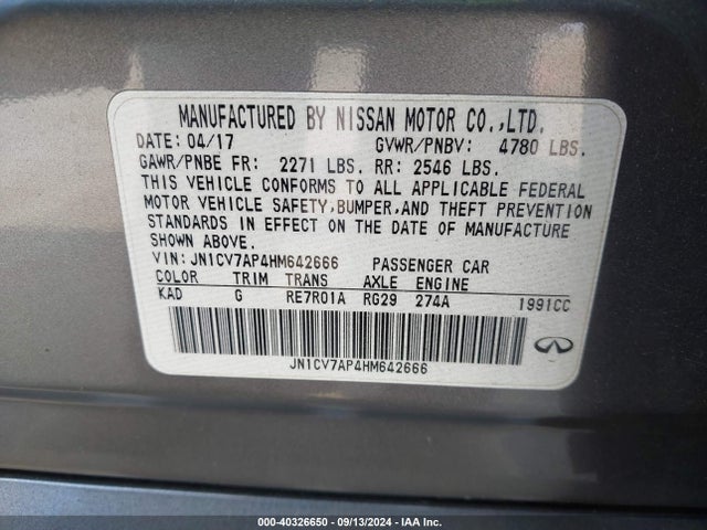 JN1CV7AP4HM642666 Infiniti Q50 2.0t Base