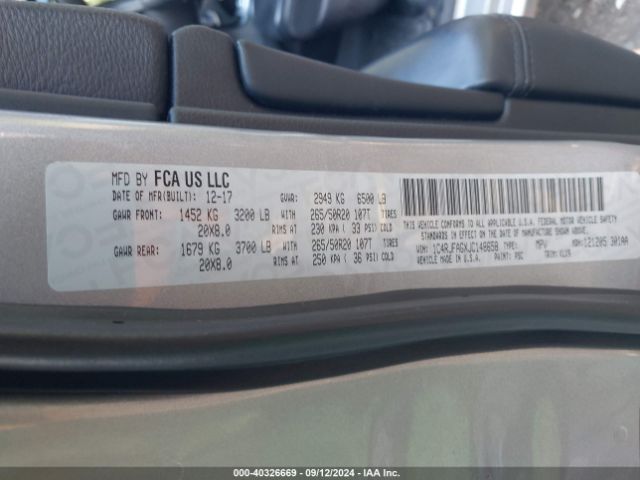 1C4RJFAGXJC148658 Jeep Grand Cherokee Altitude 4x4