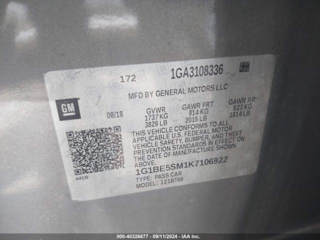 1G1BE5SM1K7106922 Chevrolet CRUZE LT