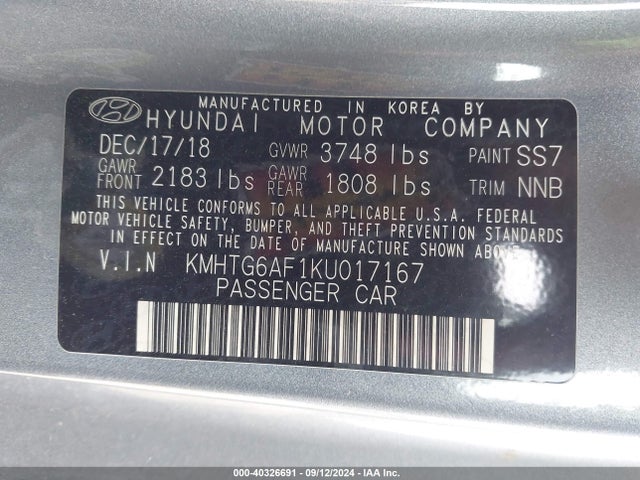 Hyundai Veloster 2.0 2019 KMHTG6AF1KU017167 Image 9