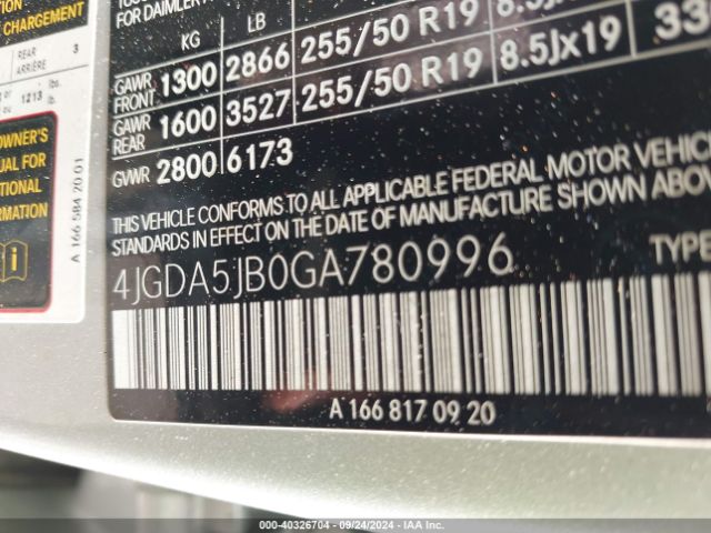 4JGDA5JB0GA780996 Mercedes-Benz GLE 350