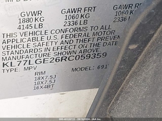 KL77LGE26RC059359 Chevrolet Trax Fwd 1rs