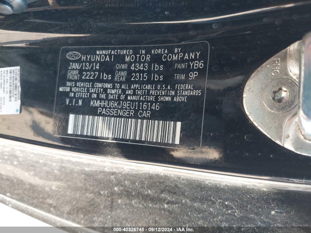 Hyundai Genesis 3.8 Ultimate 2014 KMHHU6KJ9EU116146 Image 9