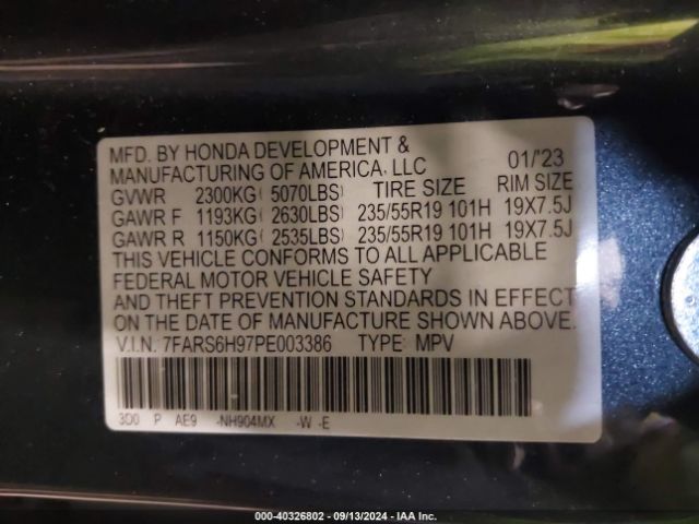 7FARS6H97PE003386 Honda Cr-v Hybrid Sport Touring