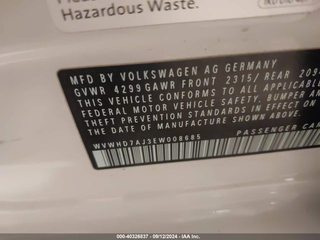 WVWHD7AJ3EW008685 Volkswagen Gti Driver's Edition