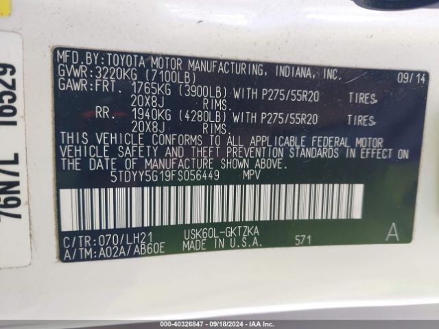5TDYY5G19FS056449 Toyota Sequoia Platinum 5.7l V8