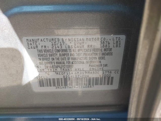 Nissan SENTRA SV 2018 3N1AB7AP4JY210887 Image 9
