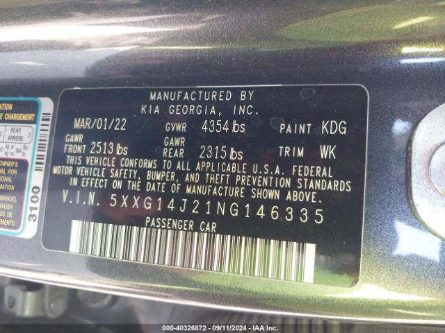 5XXG14J21NG146335 KIA K5 LXS