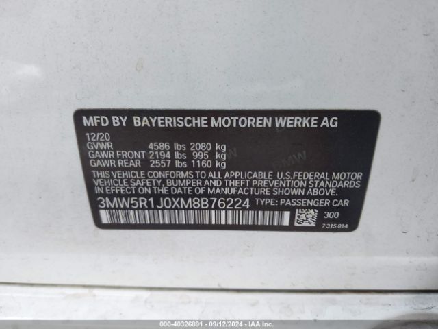 3MW5R1J0XM8B76224 BMW 330I