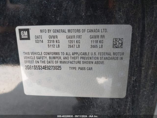 2G61S5S34E9273025 Cadillac Xts Platinum