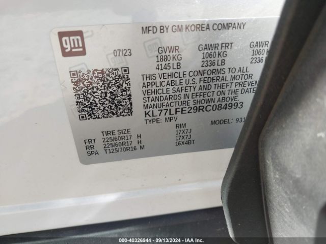 KL77LFE29RC084993 Chevrolet Trax Fwd Sp
