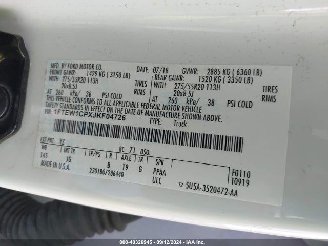 1FTEW1CPXJKF04726 Ford F-150 Xl