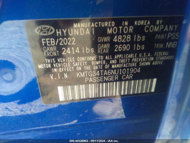 KMTG34TA6NU101904 Genesis G70 2.0t Awd