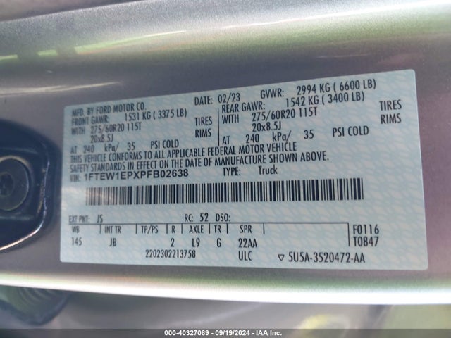 Ford F-150 Xl 2023 1FTEW1EPXPFB02638 Image 9