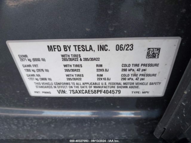 7SAXCAE58PF404579 Tesla Model X Dual Motor All-wheel Drive/standard Range
