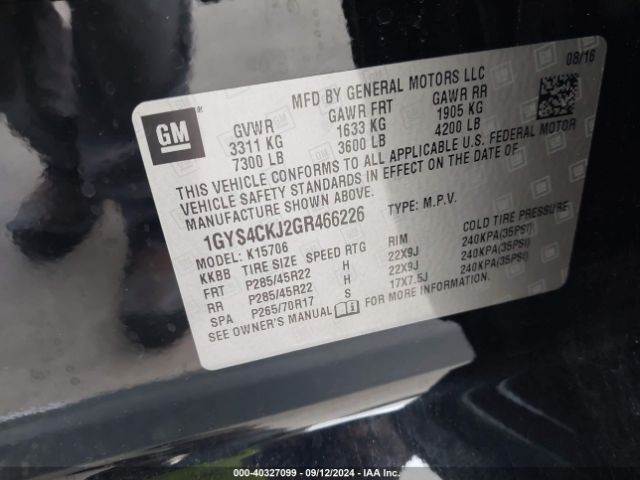 1GYS4CKJ2GR466226 Cadillac Escalade Premium Collection