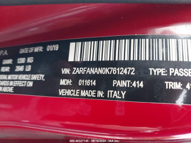 ZARFANAN0K7612472 Alfa Romeo Giulia Sport Awd