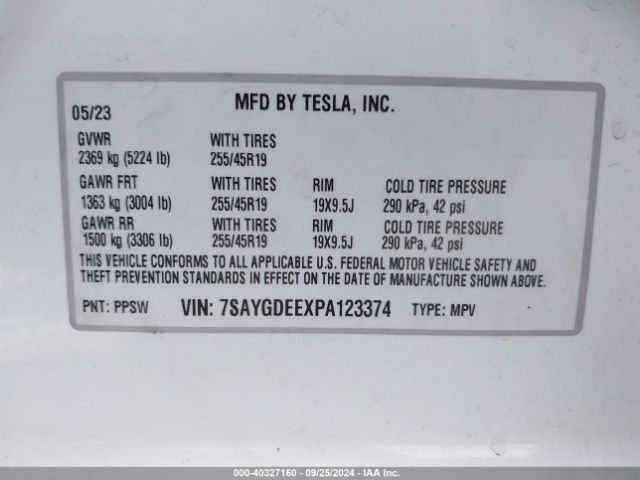 7SAYGDEEXPA123374 Tesla Model Y Awd/long Range Dual Motor All-wheel Drive