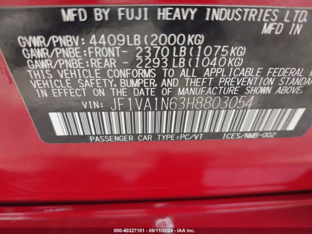 JF1VA1N63H8803054 Subaru Wrx Limited