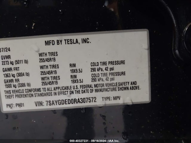 2024 TESLA MODEL Y 7SAYGDED0RA307572 Photo 8
