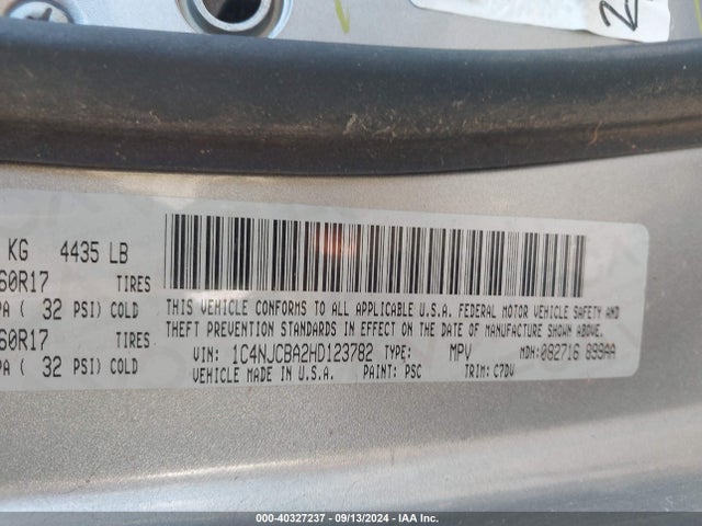 1C4NJCBA2HD123782 Jeep Compass Sport Fwd