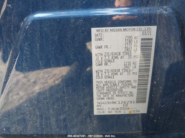 Nissan Murano Sv Intelligent Awd 2021 5N1AZ2BS9MC126295 Image 9