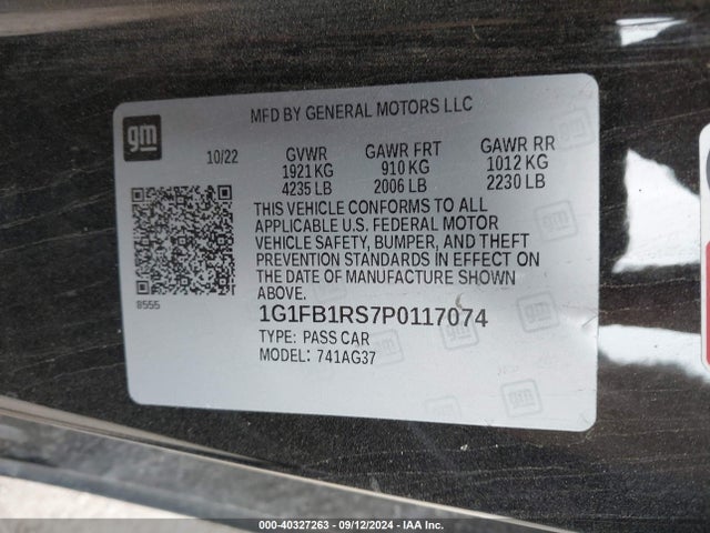 Chevrolet Camaro Rwd  1lt 2023 1G1FB1RS7P0117074 Image 9