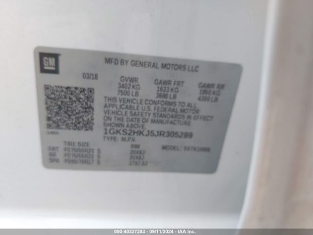 1GKS2HKJ5JR305289 GMC YUKON XL DENALI