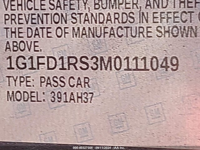 Chevrolet Camaro Rwd  3lt 2021 1G1FD1RS3M0111049 Image 9